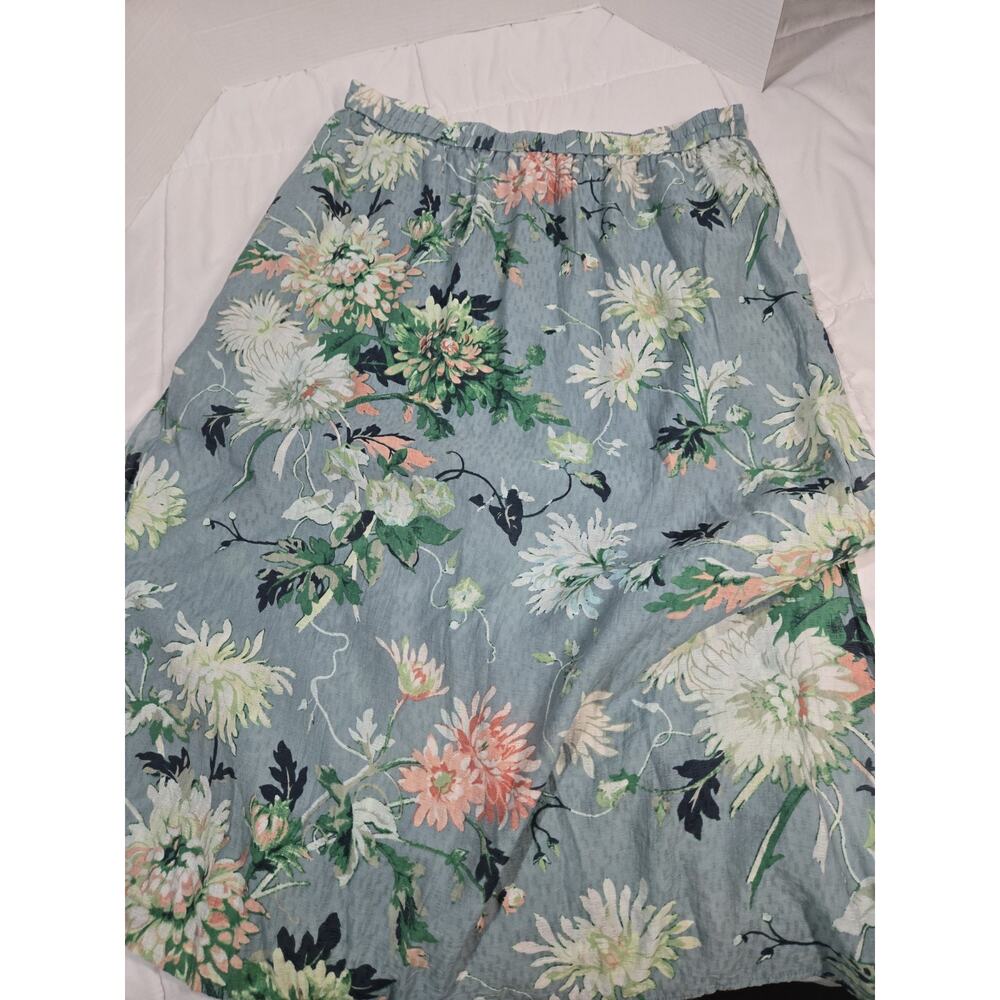 H&M XL Green Floral Long Pockets Maxi Skirt Summer Tropical Fairy Cottagecore